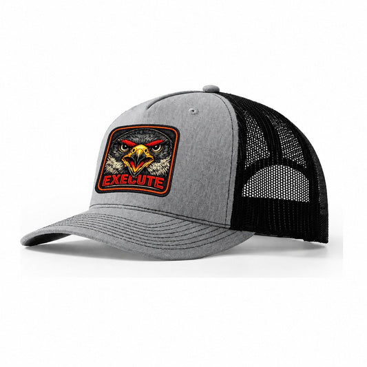 Falcon Execute Badge Trucker Hat – Sport Grey Black