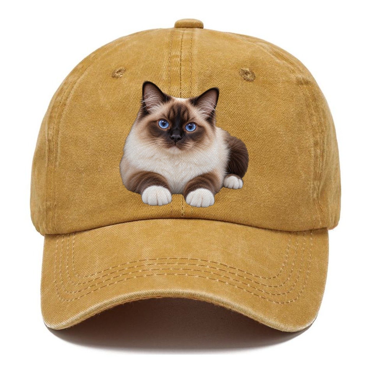 Birman Reclining Paws Forward Realistic Cat Portrait Classic Cap – Golden Harvest