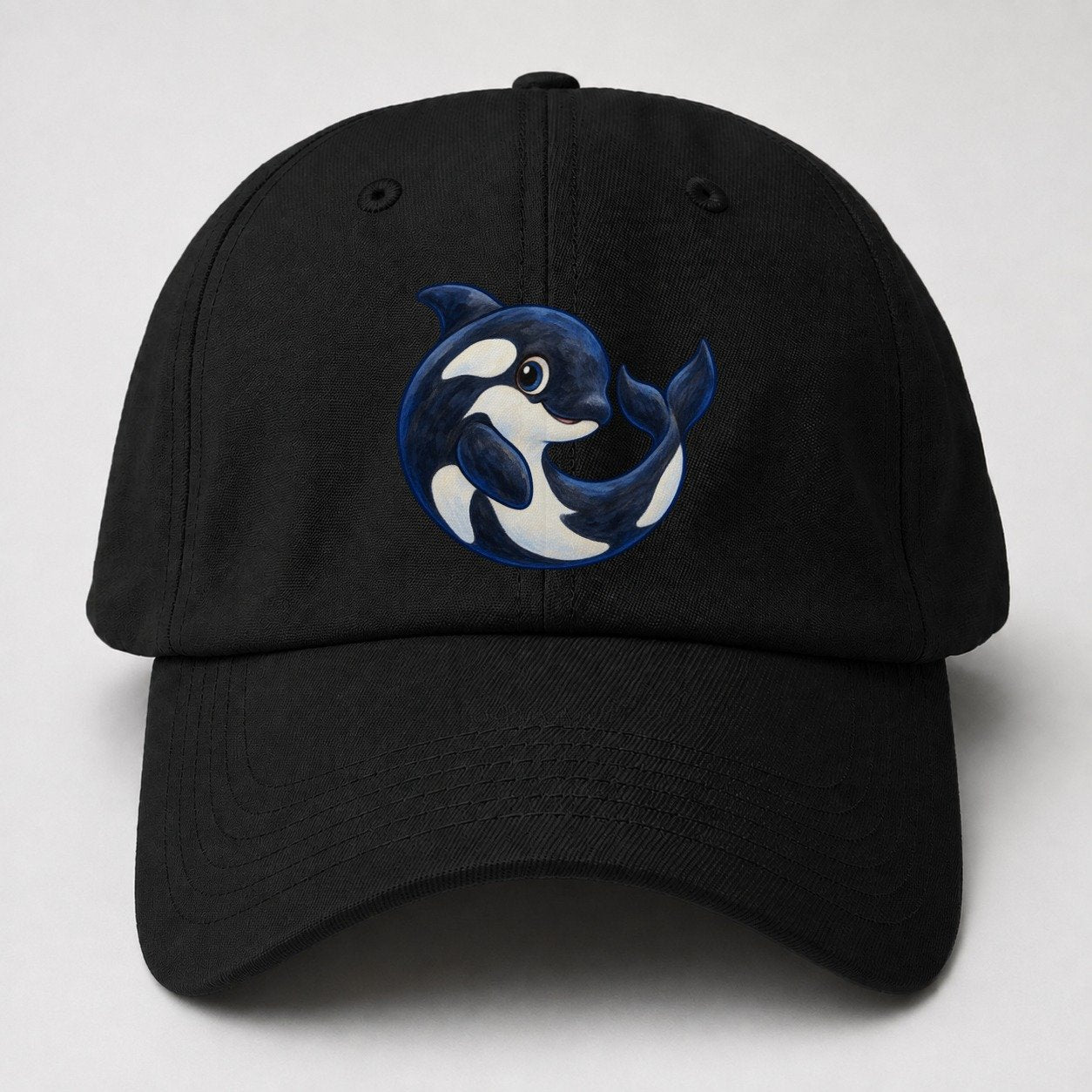 Orca Moon Curl Sea Sprite Baseball Cap – Black