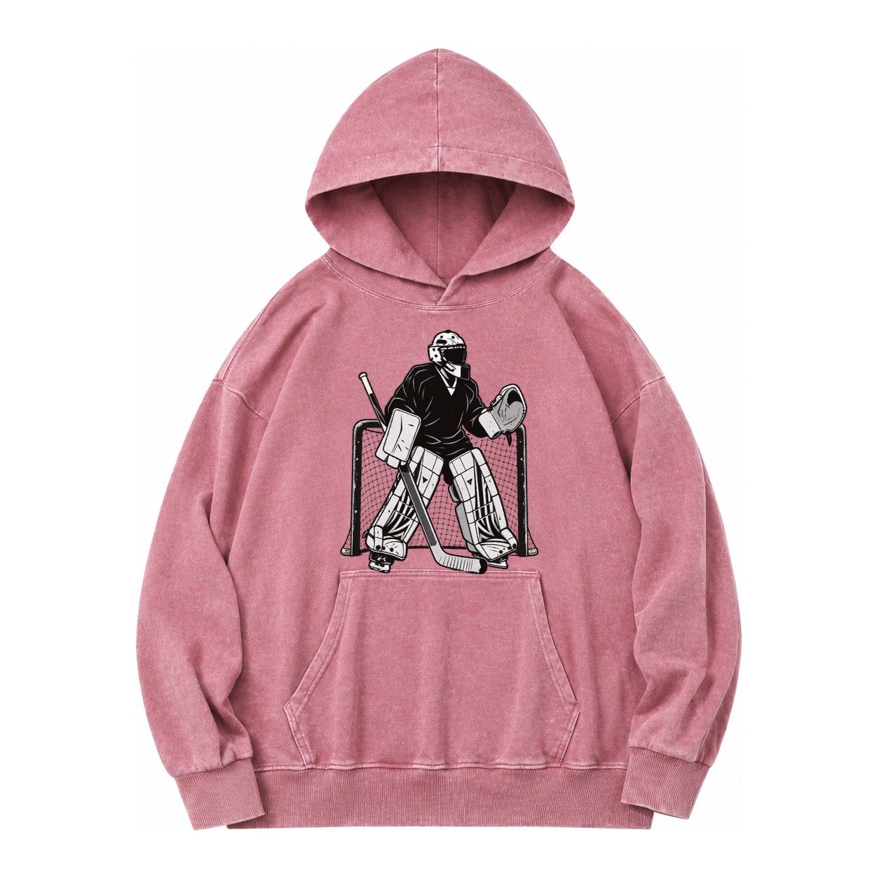 Hockey Goalie Vintage Washed Hoodie – Dusty Rose