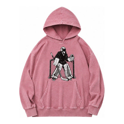 Hockey Goalie Vintage Washed Hoodie – Dusty Rose
