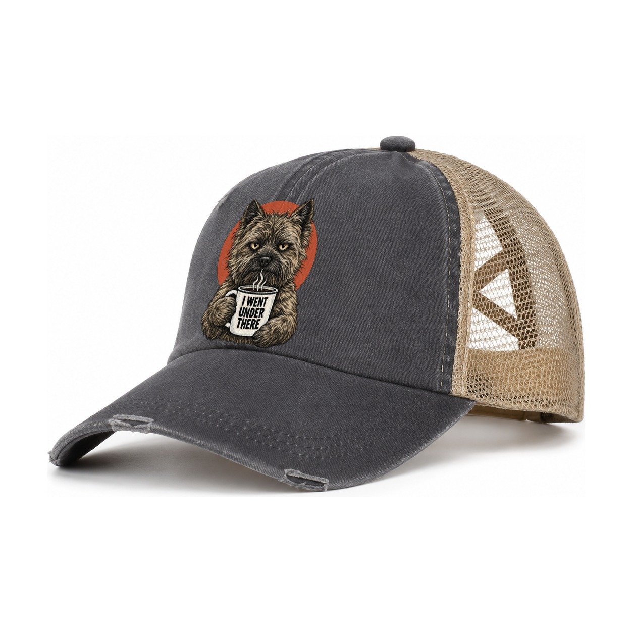 Cairn Terrier Mug Truths Dog Mug Truths Women's Ponytail Trucker Hat – Charcoal Khaki