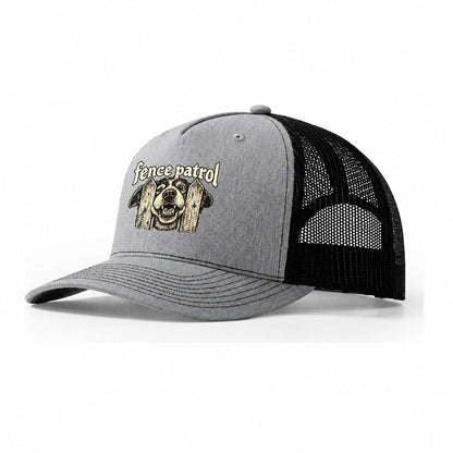 A Dog Head Pushed Through The Gap Between Two Fence Pickets Bark For Me Trucker Hat – Sport Grey Black