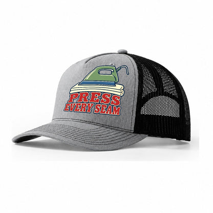 Press Every Seam Sewing And Quilting Trucker Hat – Sport Grey Black