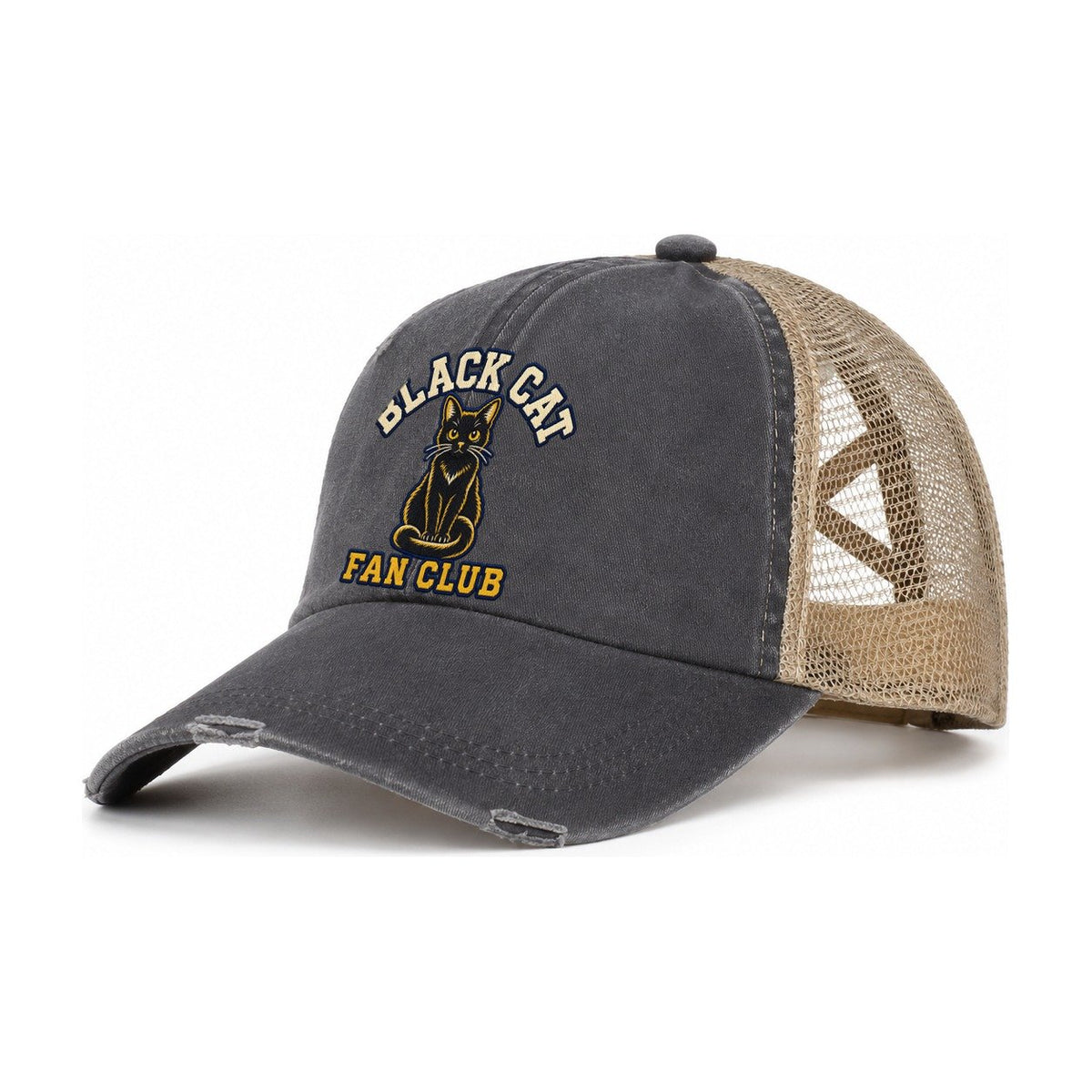 Black Cat Fan Club Women's Ponytail Trucker Hat – Charcoal Khaki