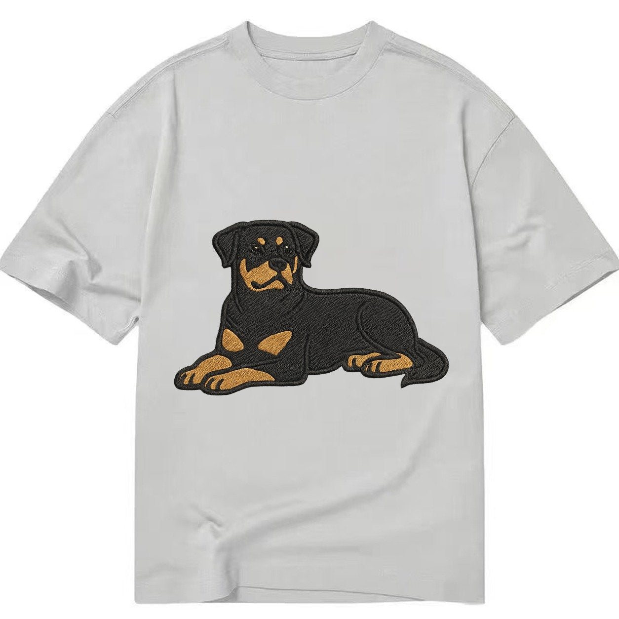 Rottweiler Black And Tan Relaxed Lying Down With Head Up Emb Classic T-shirt – Grey