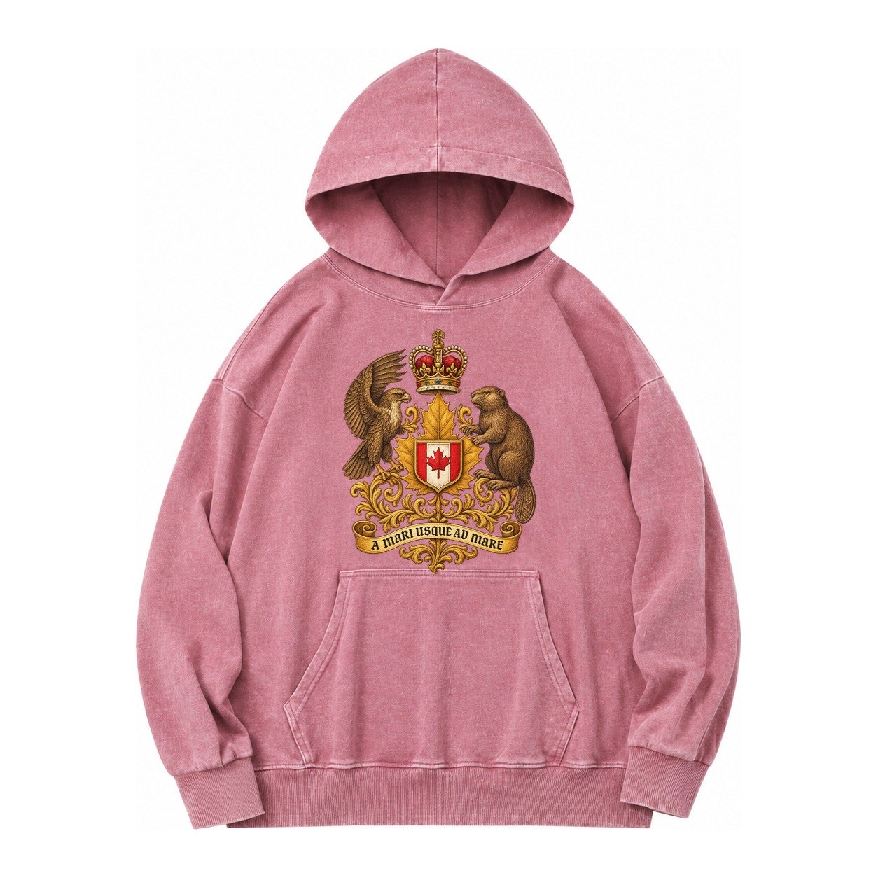 Canada Heritage Maple Badge Vintage Washed Hoodie – Dusty Rose