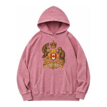 Canada Heritage Maple Badge Vintage Washed Hoodie – Dusty Rose