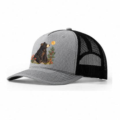 Small Bear Pine Moon Gentle Wild Trucker Hat – Sport Grey Black