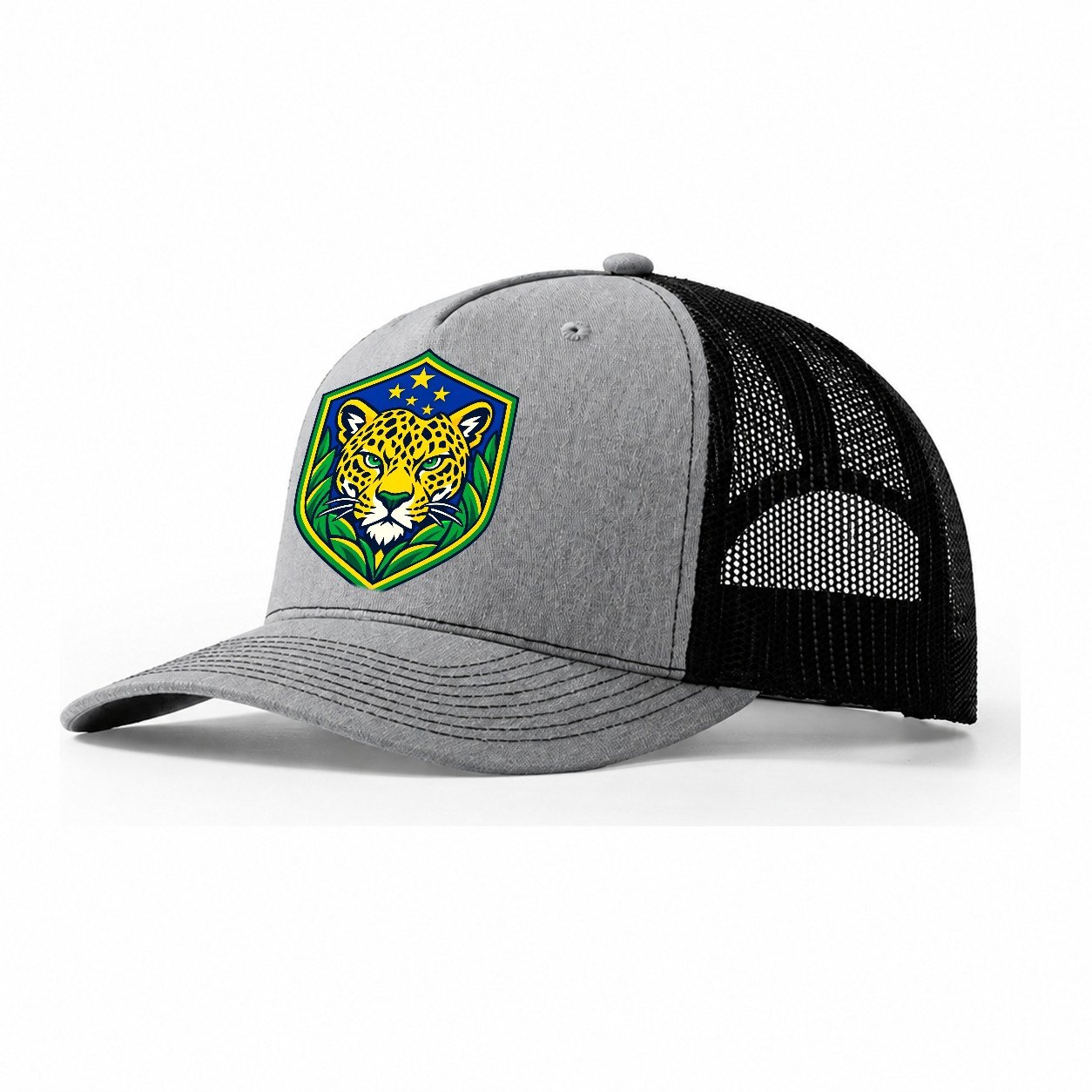 Brazil Minimal Emblem Country Logos Trucker Hat – Sport Grey Black