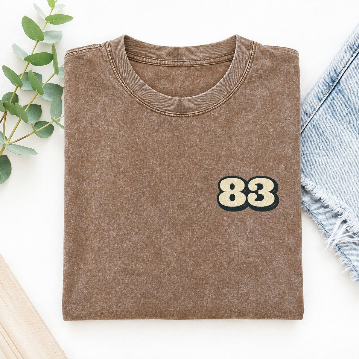 Number 83 Left Chest Vintage T-shirt – Brown