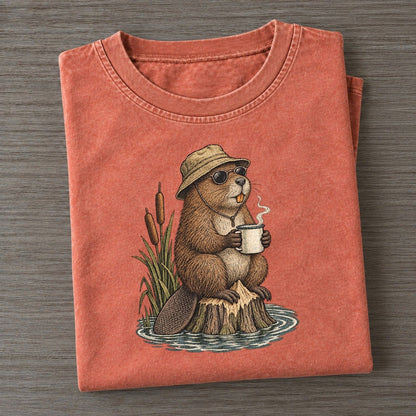 Beaver Lunch Shift Slow Camp Club Vintage T-shirt – Terracotta