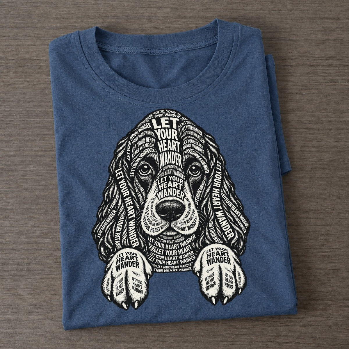 Spaniel Paws Over Edge Phrase Silhouette Classic T-shirt – Twilight Navy