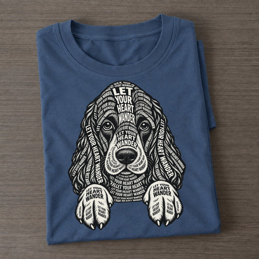 Spaniel Paws Over Edge Phrase Silhouette Classic T-shirt – Twilight Navy