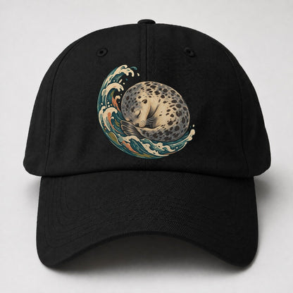 Sleeping Seal Tide Crescent Gentle Wild Baseball Cap – Black