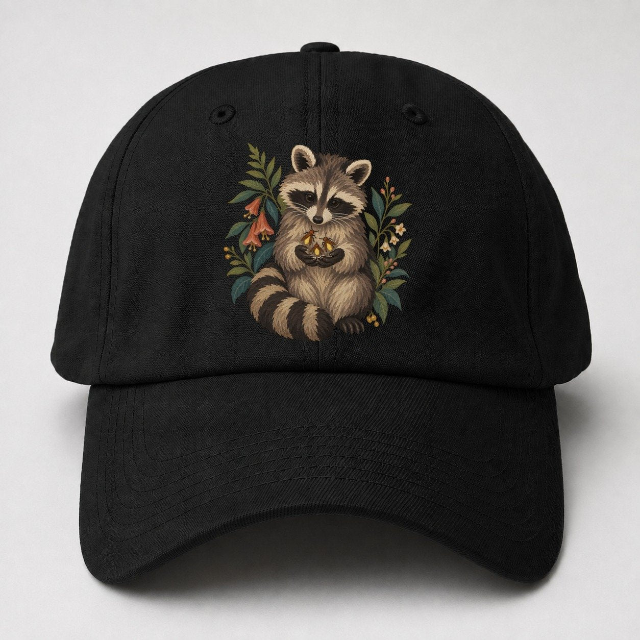 Raccoon Firefly Bowl Gentle Wild Baseball Cap – Black