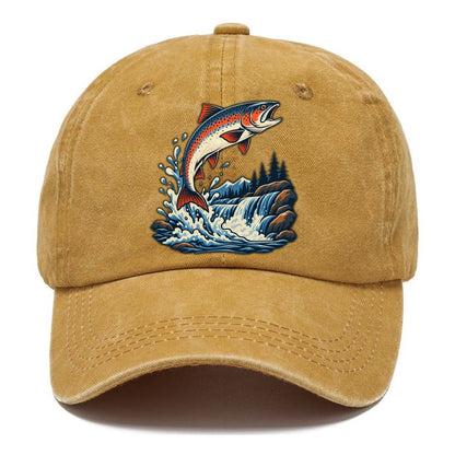 Salmon Leap Arc Fishing Elegant Classic Cap – Golden Harvest