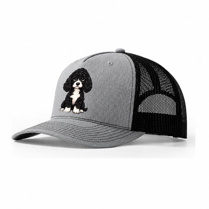 Portuguese Water Dog Sitting Sweetheart Trucker Hat – Sport Grey Black