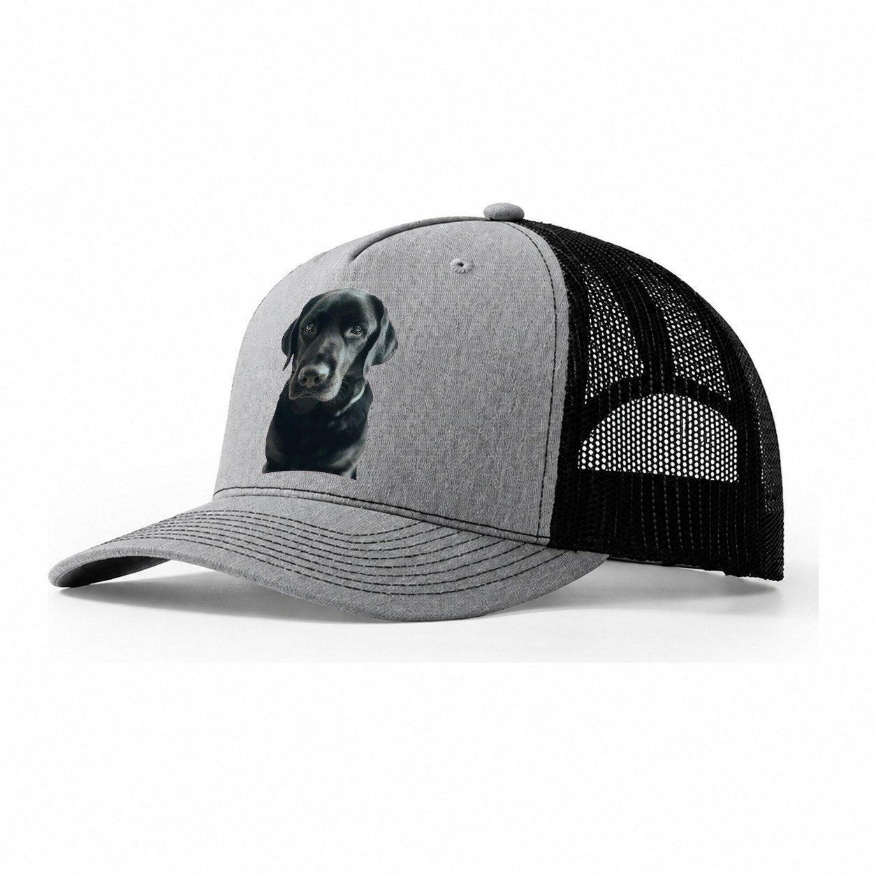 Black Labrador Portrait Trucker Hat – Sport Grey Black
