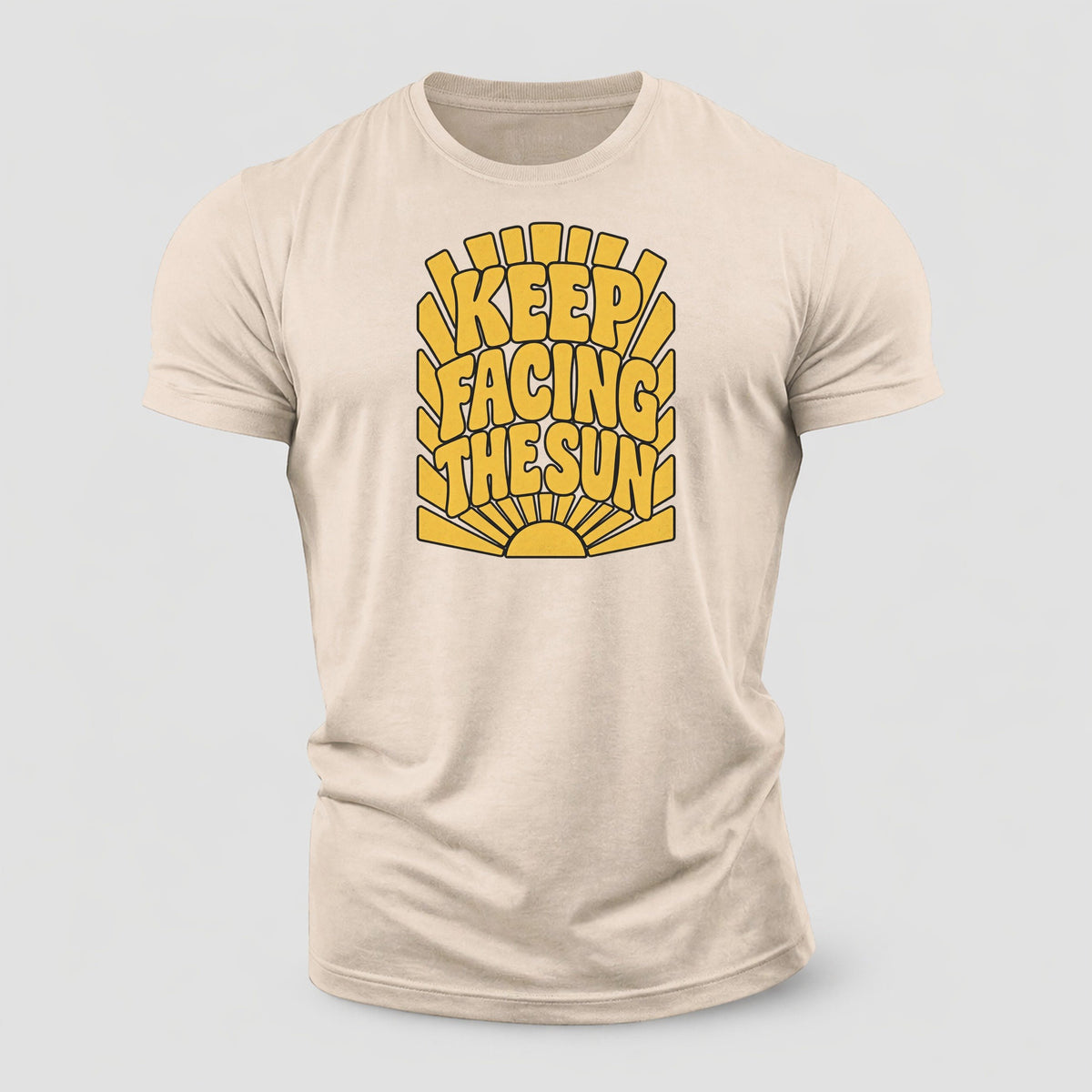 Keep Facing The Sun Sunburst Sayings Cotton T-Shirt – Sand