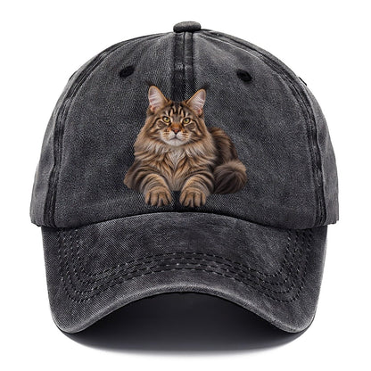 Maine Coon Reclining Paws Forward Realistic Cat Portrait Classic Cap – Graphite