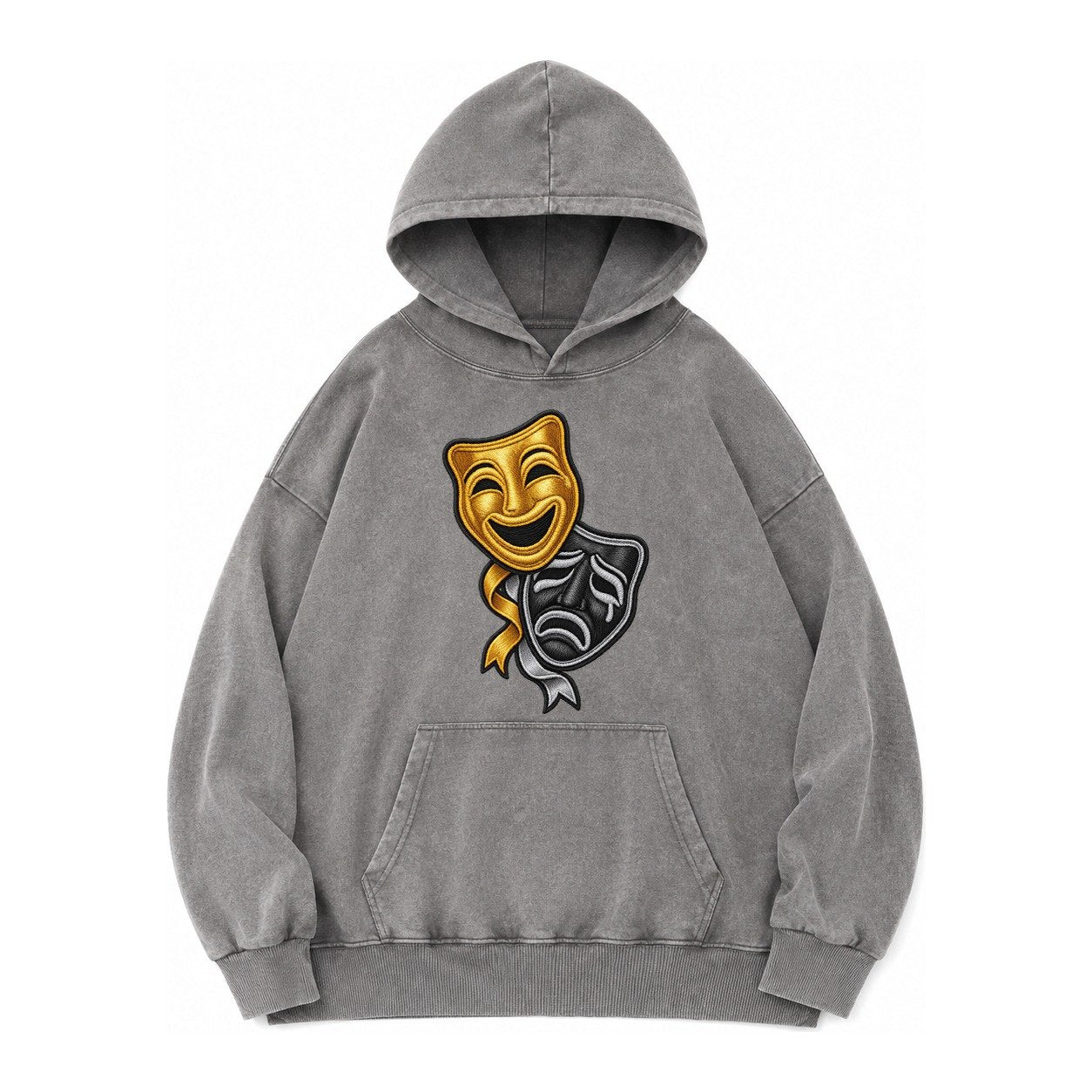 Broadway Masks Vintage Washed Hoodie – Grey