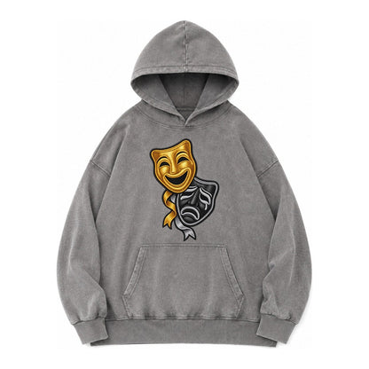 Broadway Masks Vintage Washed Hoodie – Grey