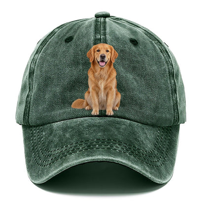 Golden Retriever Sitting Upright Top Breeds Classic Cap – Forest Mist