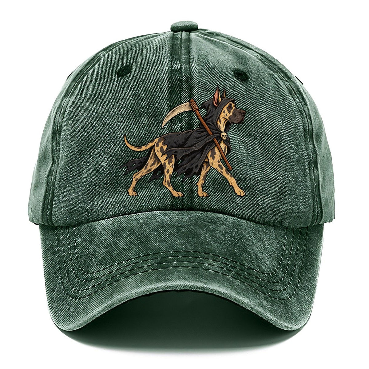 One Great Dane In Halloween Costume Grim Reaper With A Small Hooded Cloak And Toy Scythe Halloween Dog Parade Classic Cap – Forest Mist