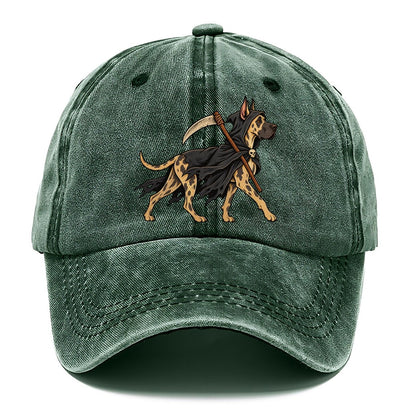 One Great Dane In Halloween Costume Grim Reaper With A Small Hooded Cloak And Toy Scythe Halloween Dog Parade Classic Cap – Forest Mist