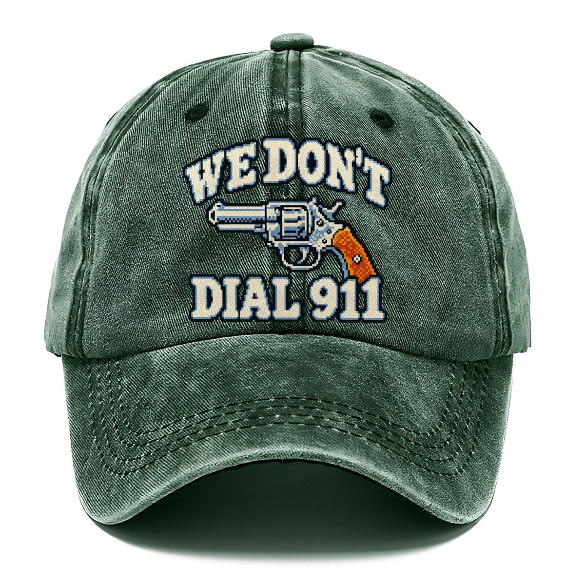 Arcade Pixel We Don't Dial 911 Classic Cap – Forest Mist