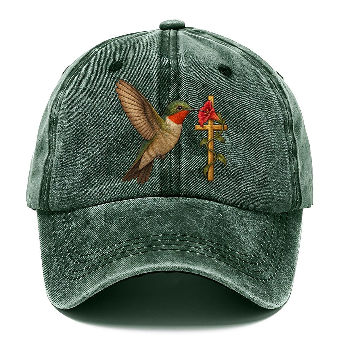 Hummingbird With Cross Classic Cap – Forest Mist