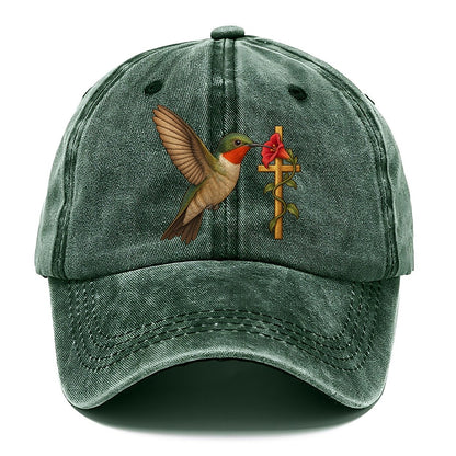 Hummingbird With Cross Classic Cap – Forest Mist
