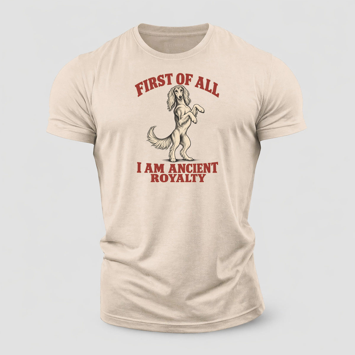 Saluki Dog Declarations Cotton T-Shirt – Sand