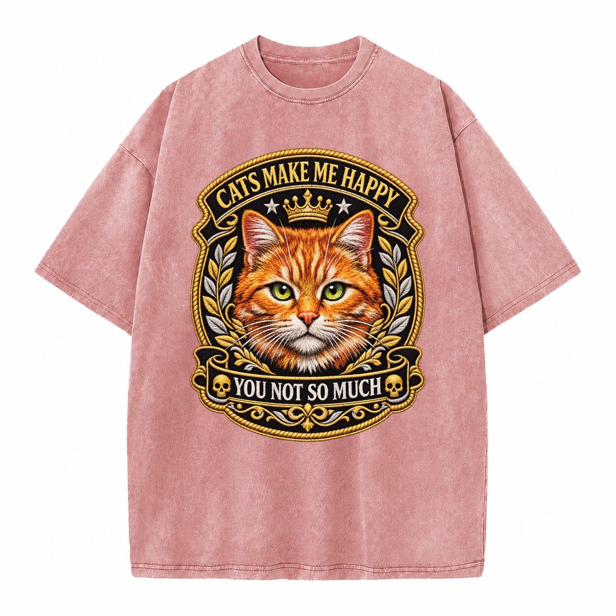 Cats Make Me Happy You Not So Much Cat Face In Orange Cat Pr Vintage T-shirt – Dusty Rose