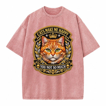 Cats Make Me Happy You Not So Much Cat Face In Orange Cat Pr Vintage T-shirt – Dusty Rose