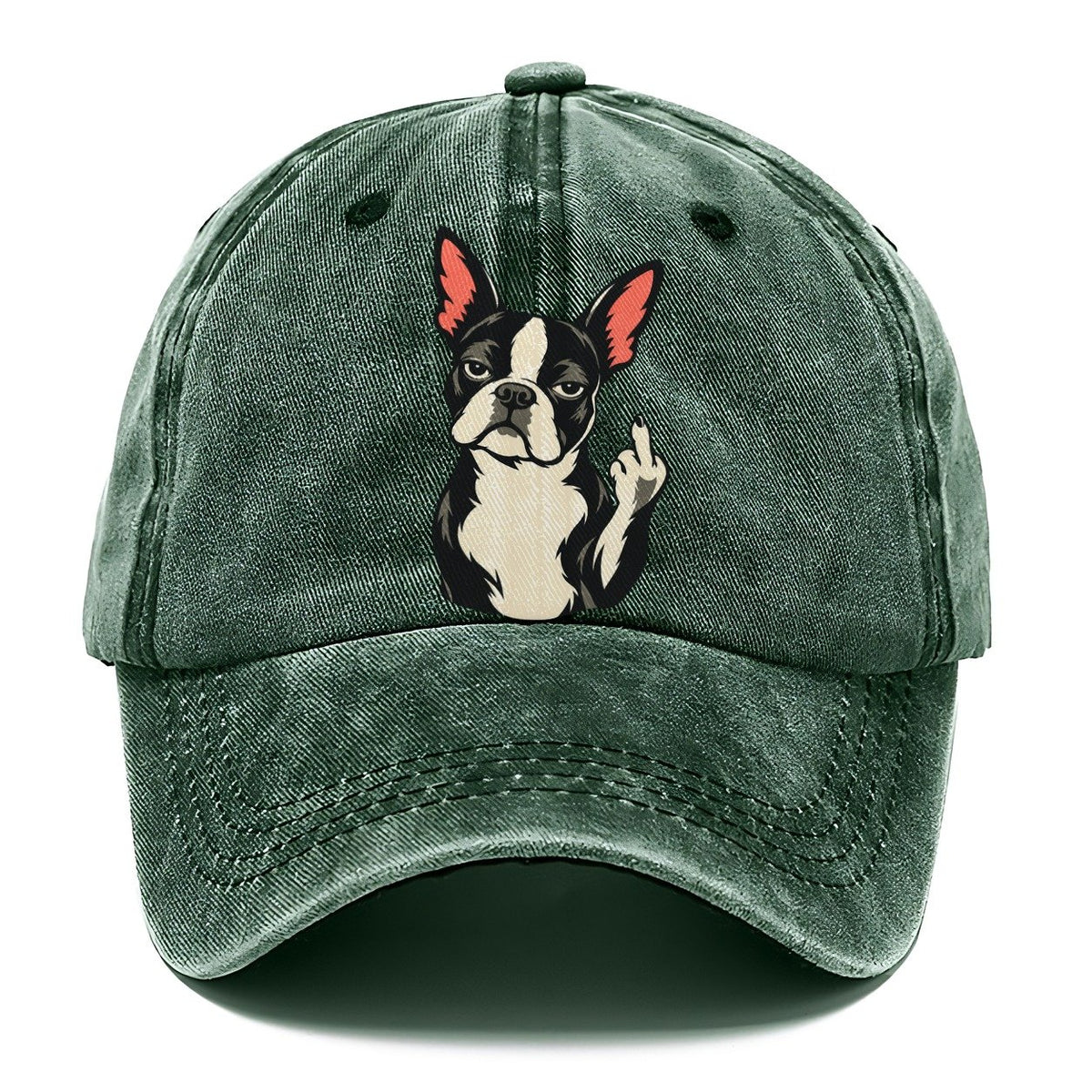 Boston Terrier Middle Finger Classic Cap – Forest Mist