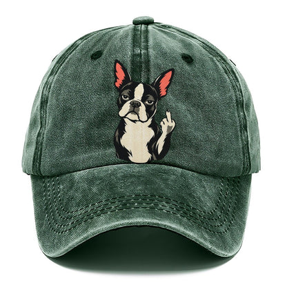 Boston Terrier Middle Finger Classic Cap – Forest Mist