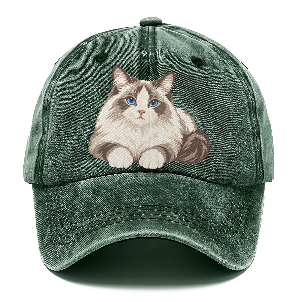 Ragdoll Reclining Paws Forward Realistic Cat Portrait Classic Cap – Forest Mist