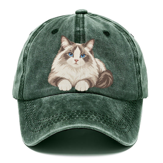 Ragdoll Reclining Paws Forward Realistic Cat Portrait Classic Cap – Forest Mist