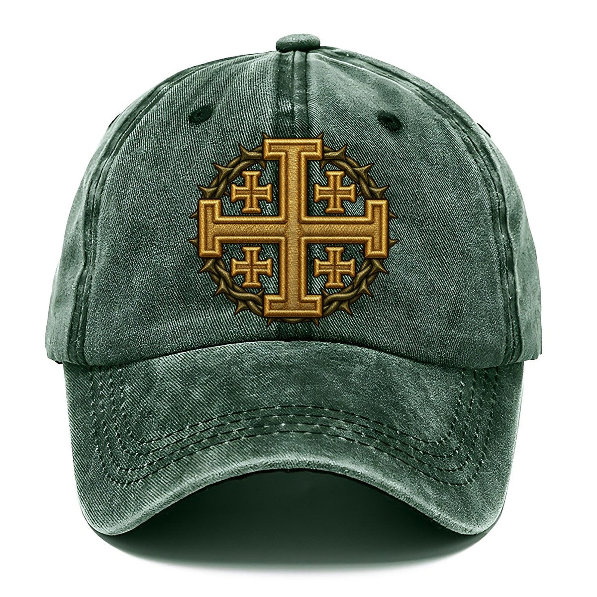 Jerusalem Cross Thorn Ring Fan Favorites Classic Cap – Forest Mist