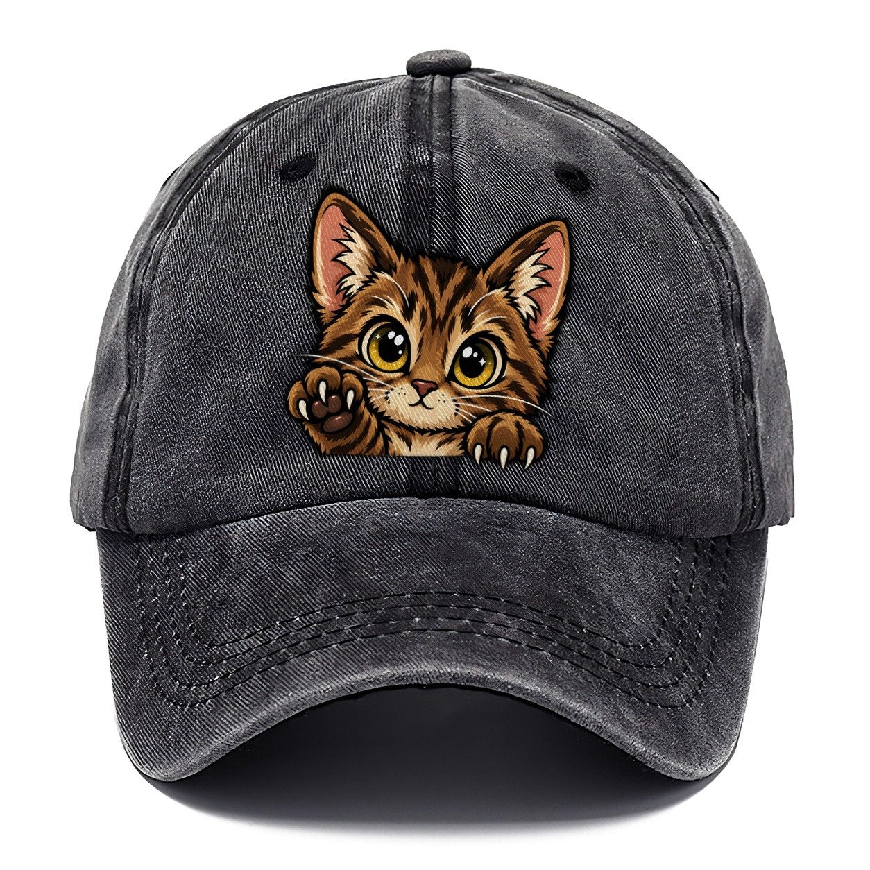 Tabby Kitten Paw Up Peeking Cats Classic Cap – Graphite