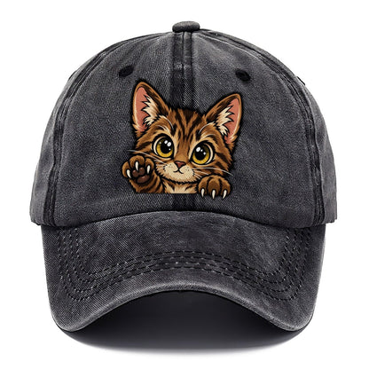 Tabby Kitten Paw Up Peeking Cats Classic Cap – Graphite