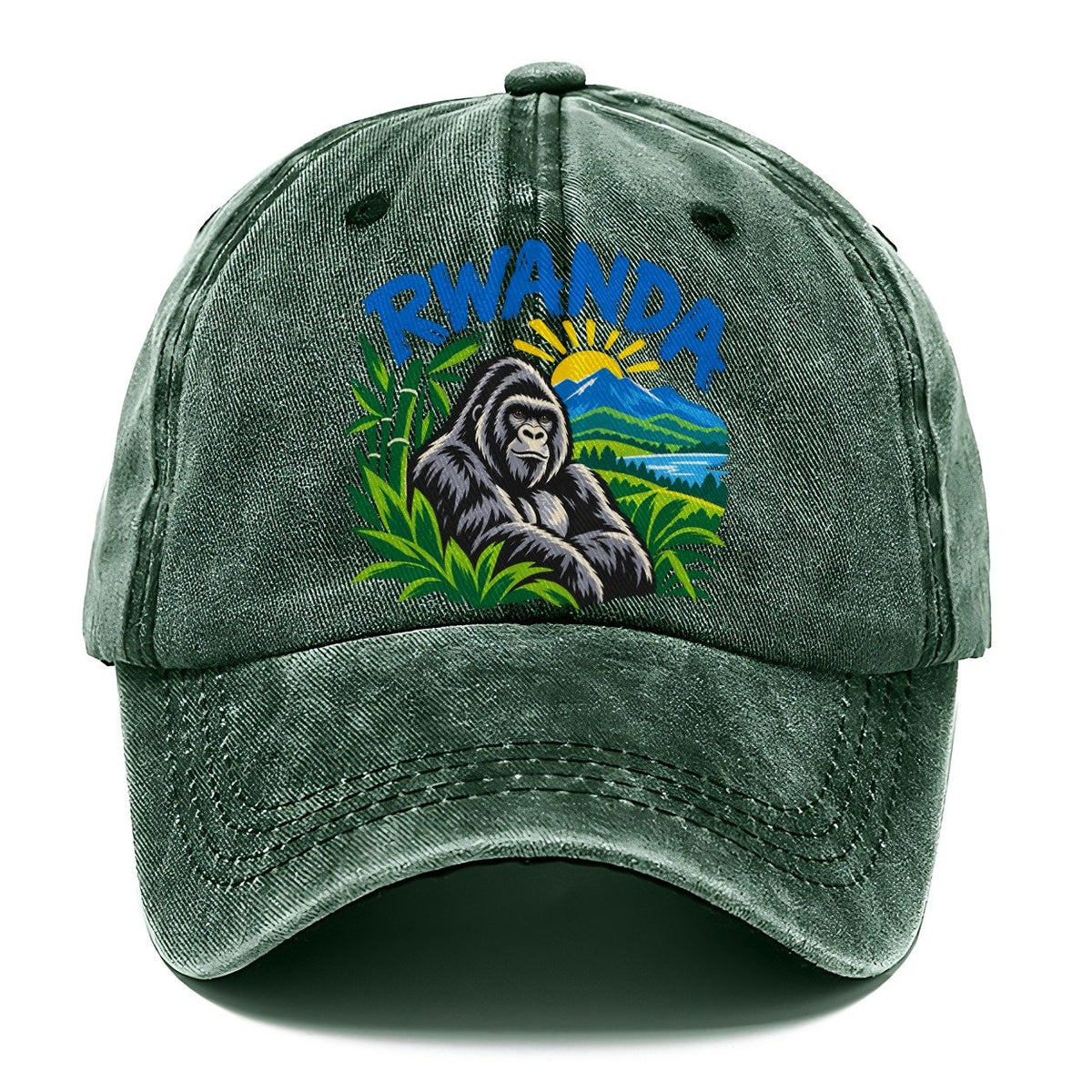 Rwanda Retro Badge Logo Classic Cap – Forest Mist