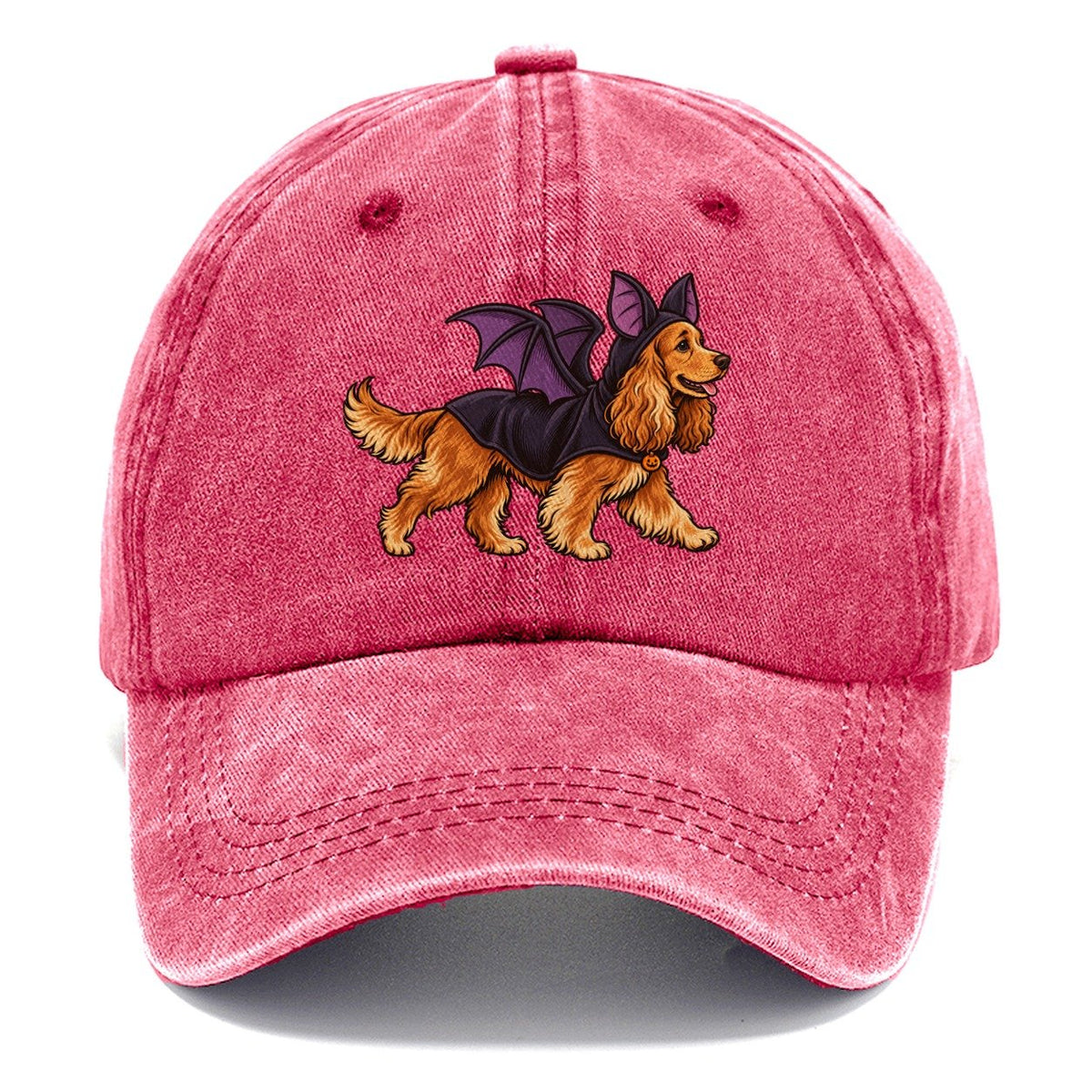 One Cocker Spaniel In Halloween Costume Bat Costume With Soft Felt Wings Halloween Dog Parade Classic Cap – Pomegranate Blush