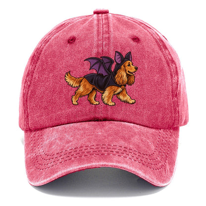 One Cocker Spaniel In Halloween Costume Bat Costume With Soft Felt Wings Halloween Dog Parade Classic Cap – Pomegranate Blush