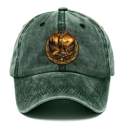 Majestic Stag Sunset Wilderness Crest Classic Cap – Forest Mist