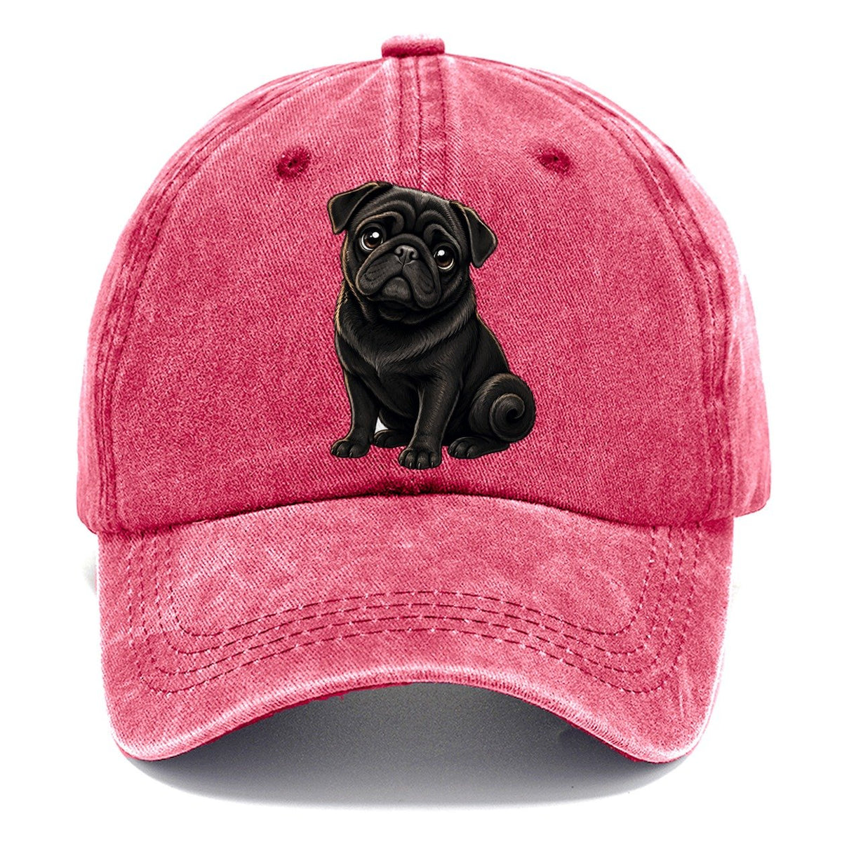 Black Pug Portrait Classic Cap – Pomegranate Blush
