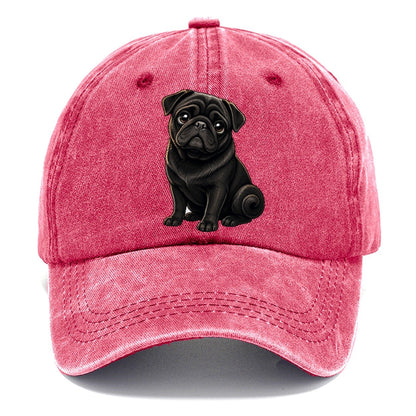 Black Pug Portrait Classic Cap – Pomegranate Blush