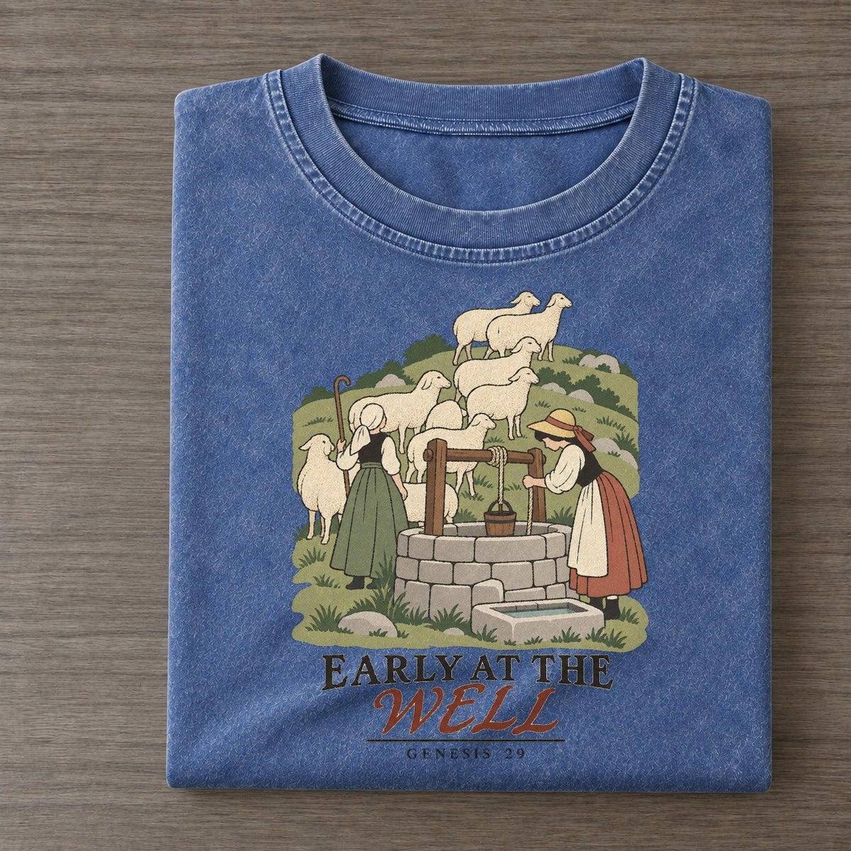 Early At The Well The Counting Gate Vintage T-shirt – Washed Blue